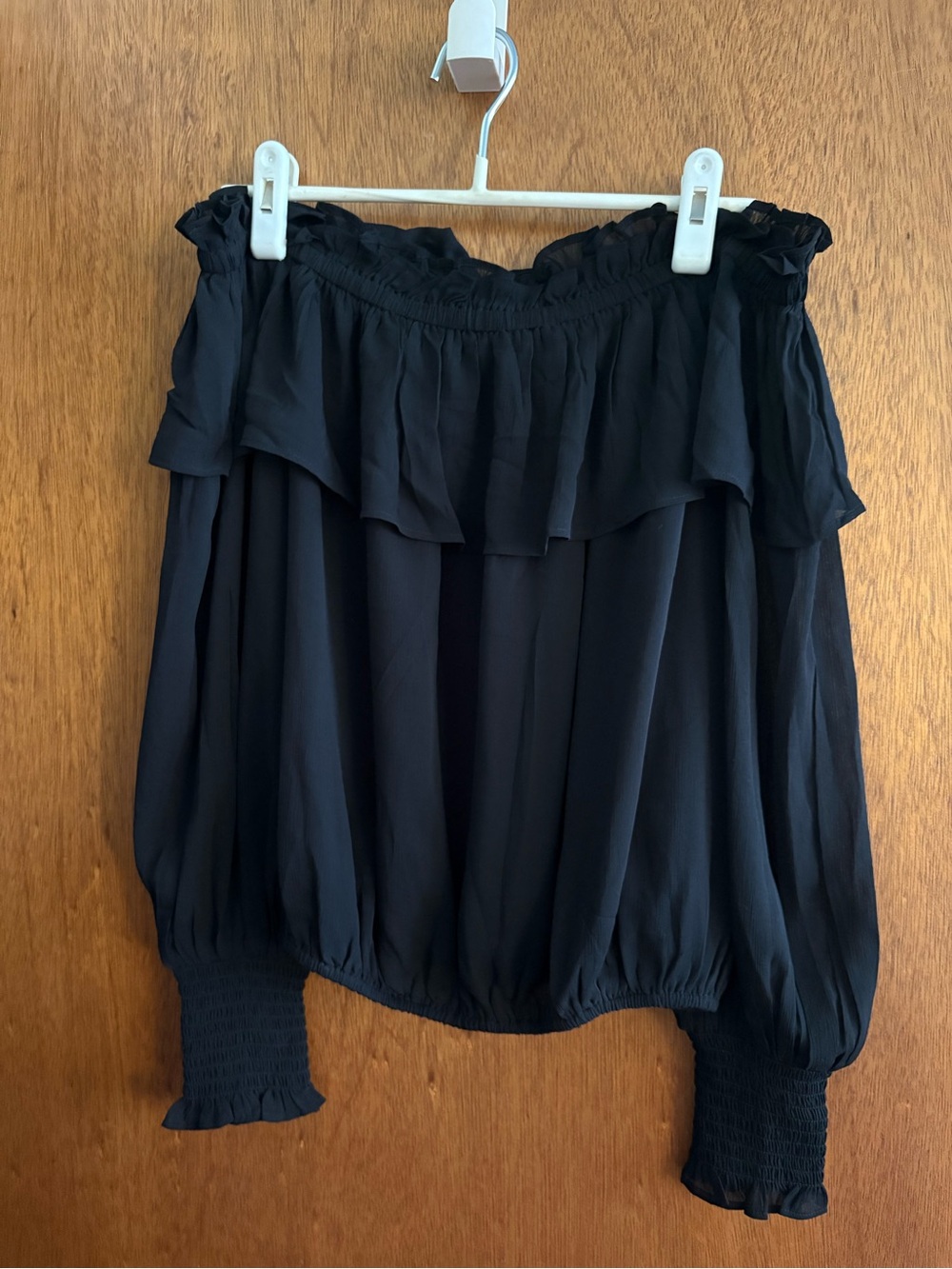 Express Black Off-Shoulder Ruffle Blouse